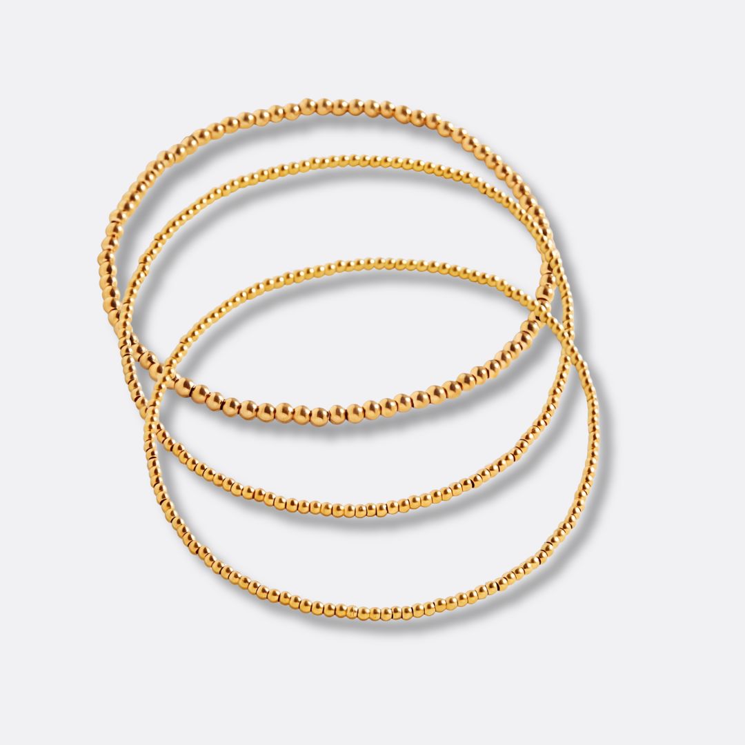 Pack Pulseras Esferas Acero Baño Oro