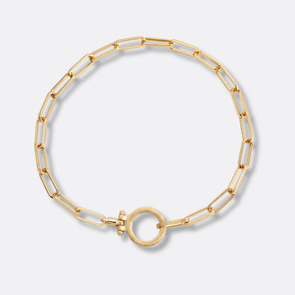 Pulsera Eslabón Círculo Acero Baño Oro