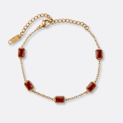 Pulsera Rubí Acero Baño Oro