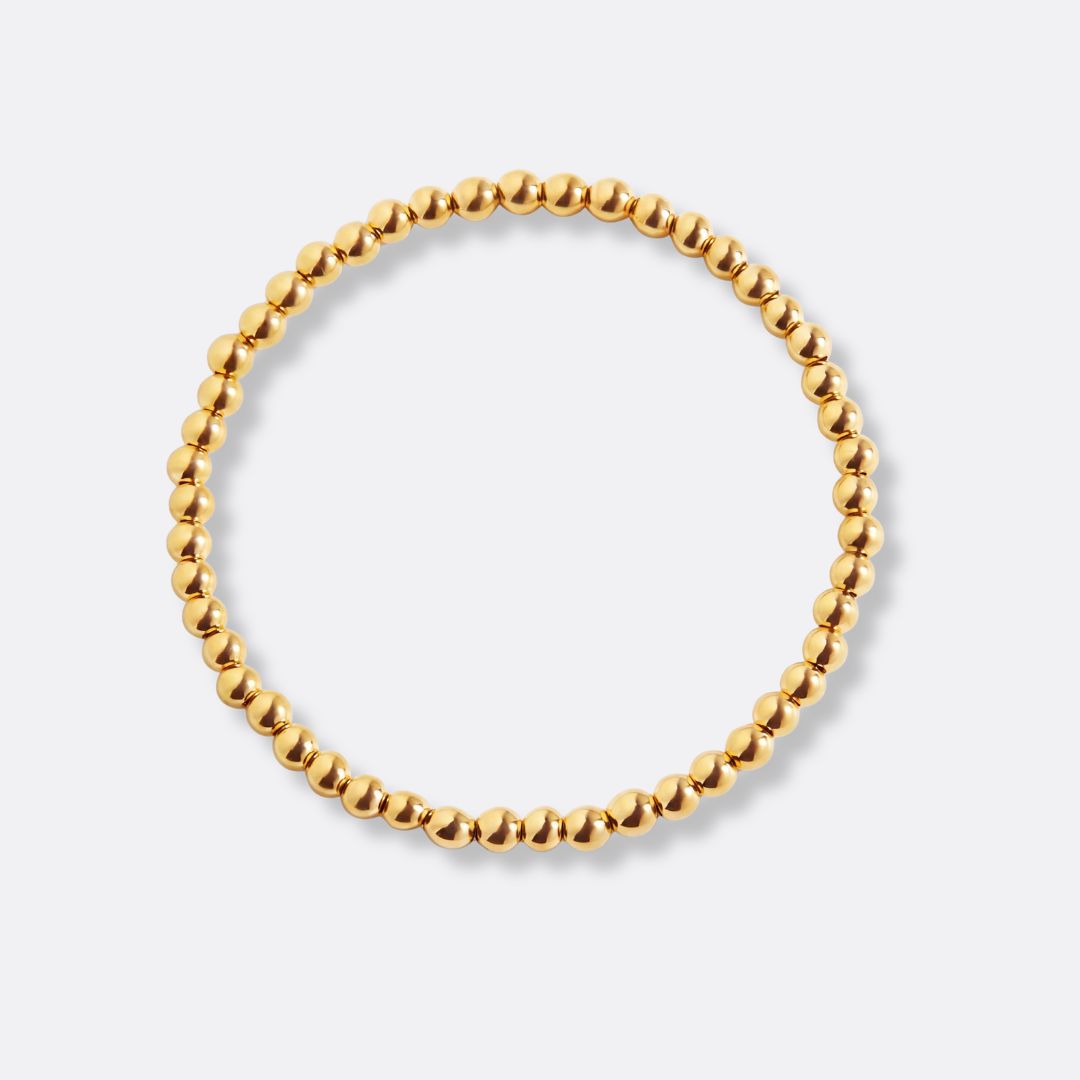 Pulsera Esfera 3mm Acero Baño Oro