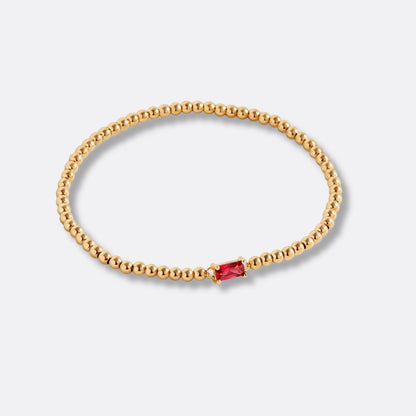 Pulsera Piedra Natal Acero Baño Oro