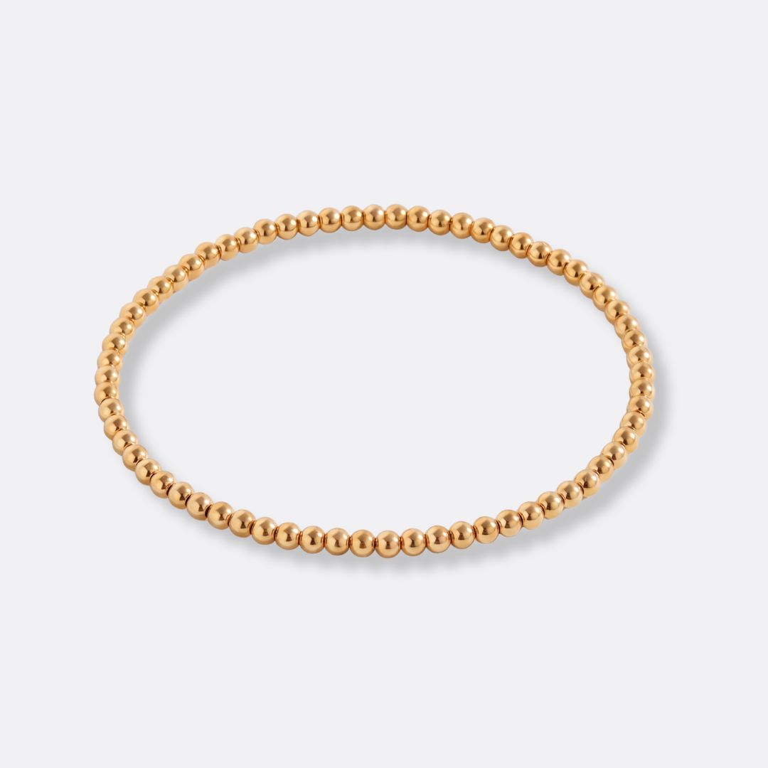 Pulsera Esfera 2mm Acero Baño Oro