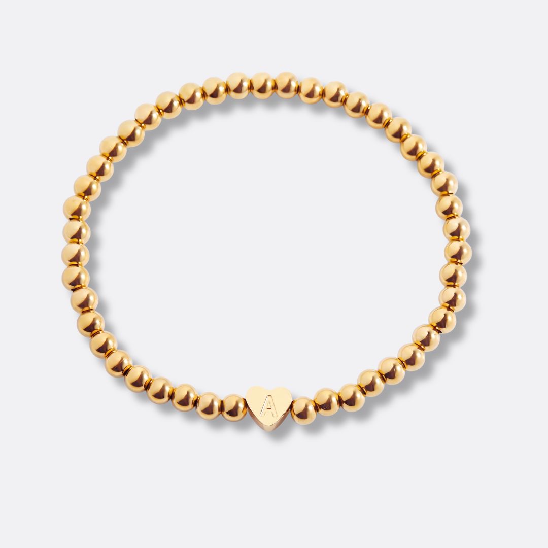 Pulsera Inicial Corazón Acero Baño Oro
