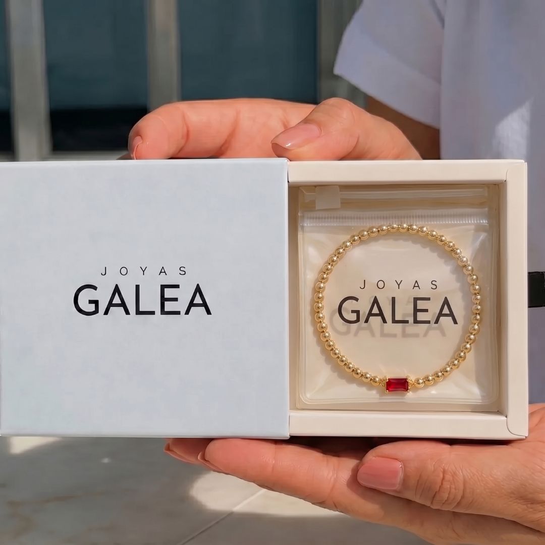 Pulsera Piedra Natal Acero Baño Oro