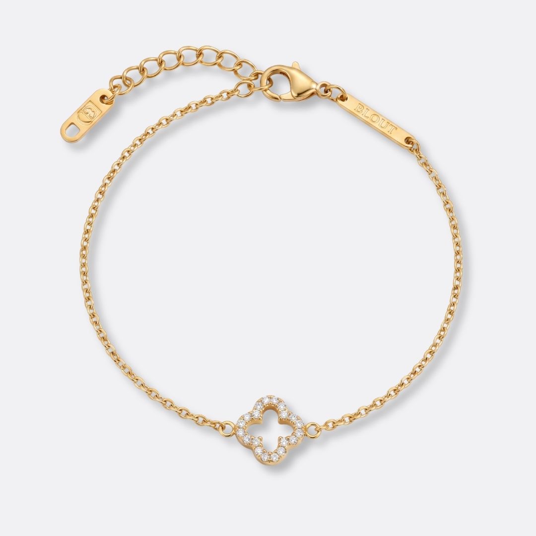 Pulsera Trevo Glow Acero Baño Oro
