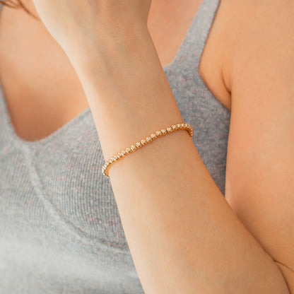 Pulsera Esfera 3mm Acero Baño Oro