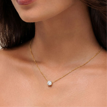 Collar Solitario Acero Baño Oro