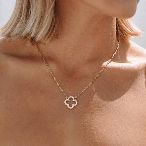 Collar Trevo Glow Acero Baño Oro