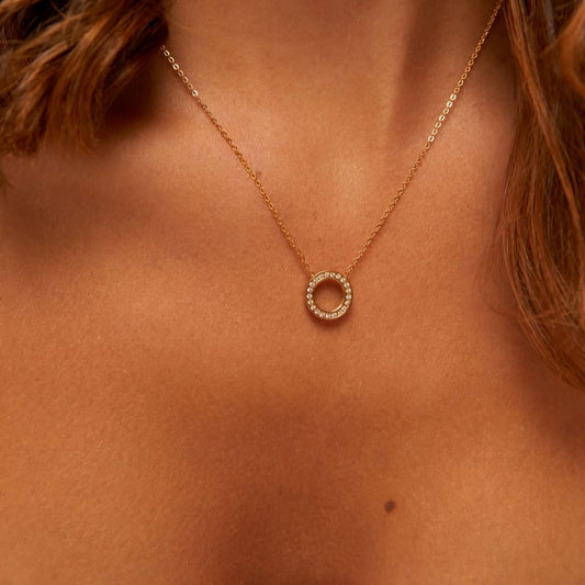Collar Círculo Acero Baño Oro