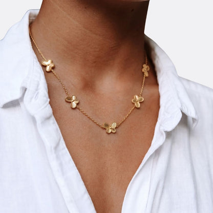Collar Mariposa Acero Baño Oro