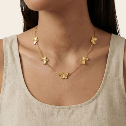 Collar Mariposa Acero Baño Oro