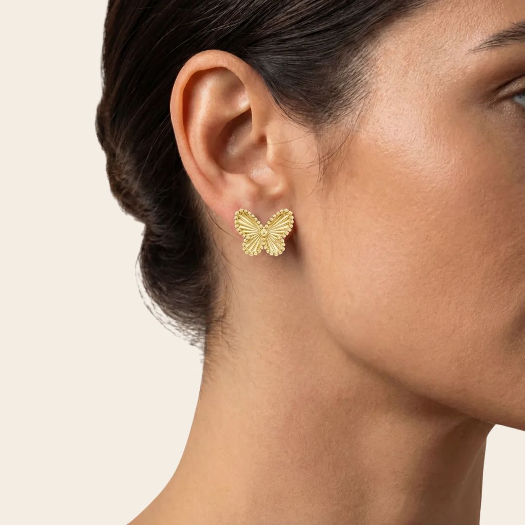 Pendientes Mariposa Acero Baño Oro
