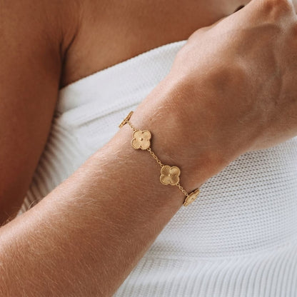 Pulsera Trébol Aura Acero Baño Oro