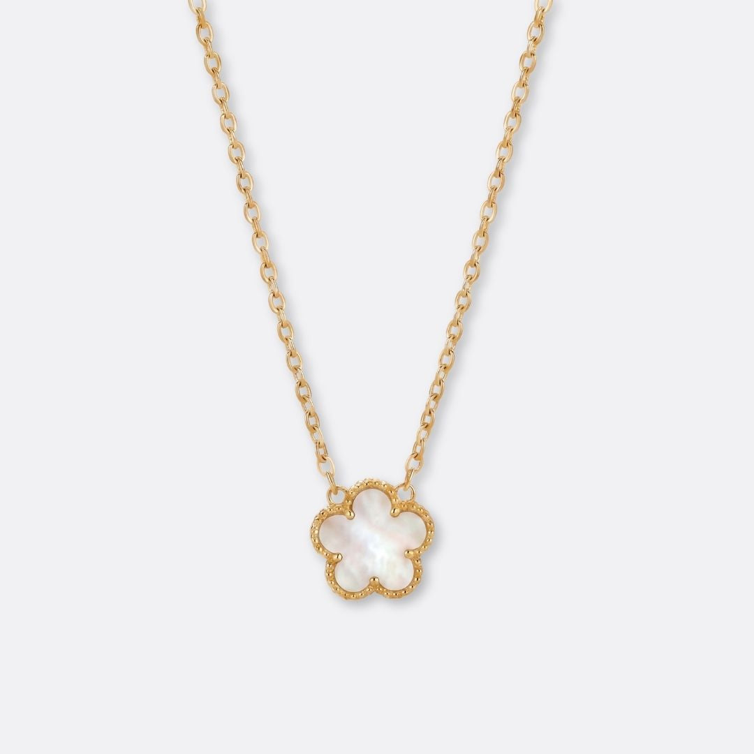 Collar Nácar Clover Acero Baño Oro