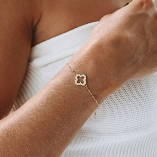 Pulsera Trevo Glow Acero Baño Oro