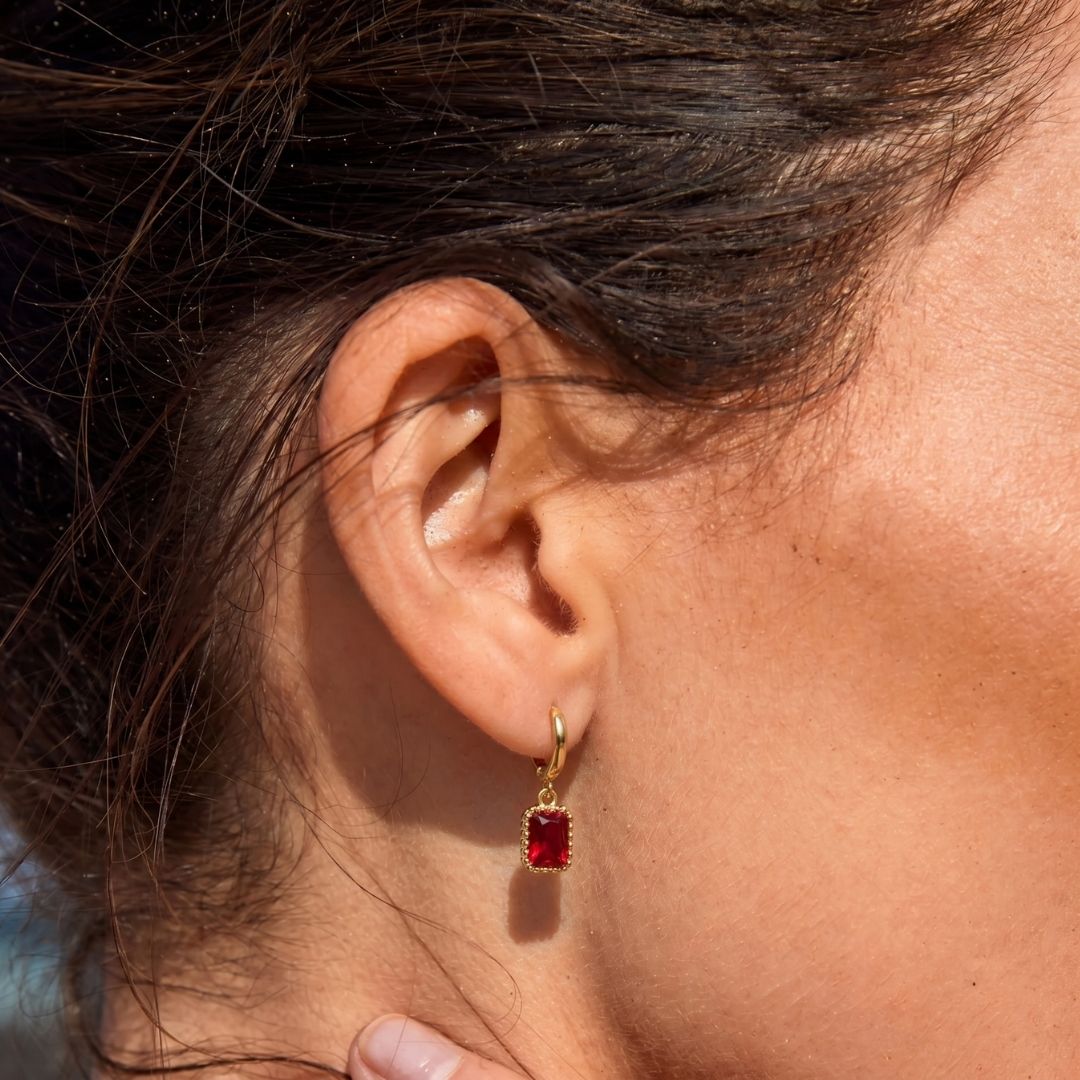 Pendientes Rubi Acero Baño Oro