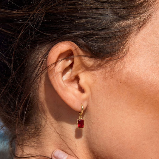 Pendientes Rubi Acero Baño Oro