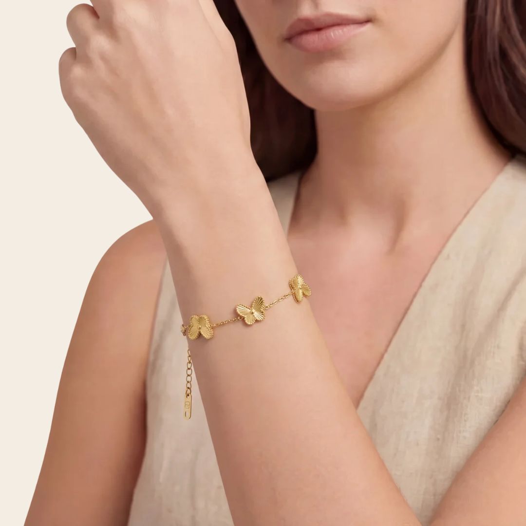 Pulsera Mariposa Acero Baño Oro