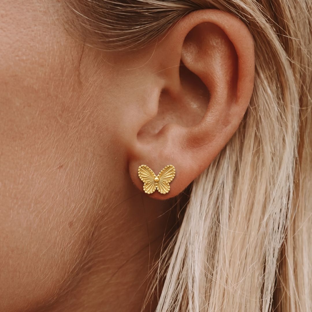 Pendientes Mariposa Acero Baño Oro