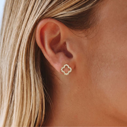 Pendientes Trevo Glow Acero Baño Oro