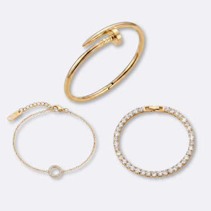 Pack Pulseras Brillo Total Acero Baño Oro