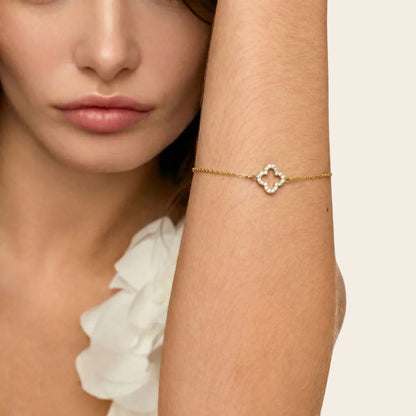 Pulsera Trevo Glow Acero Baño Oro