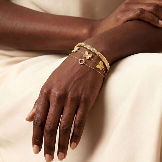 Pack Pulseras Femenino Romántico Acero Baño Oro