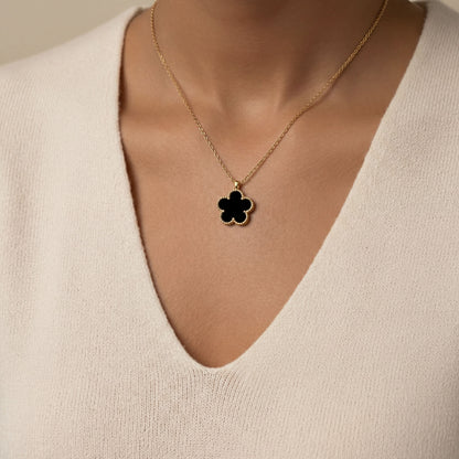 Collar Trébol Eclipse Acero Baño Oro