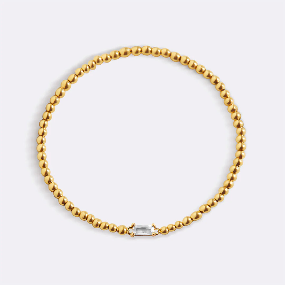 Pulsera Piedra Natal Acero Baño Oro