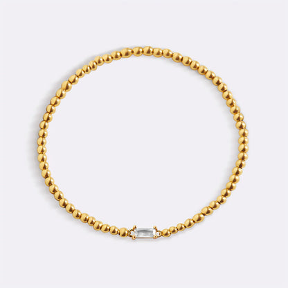 Pulsera Piedra Natal Acero Baño Oro