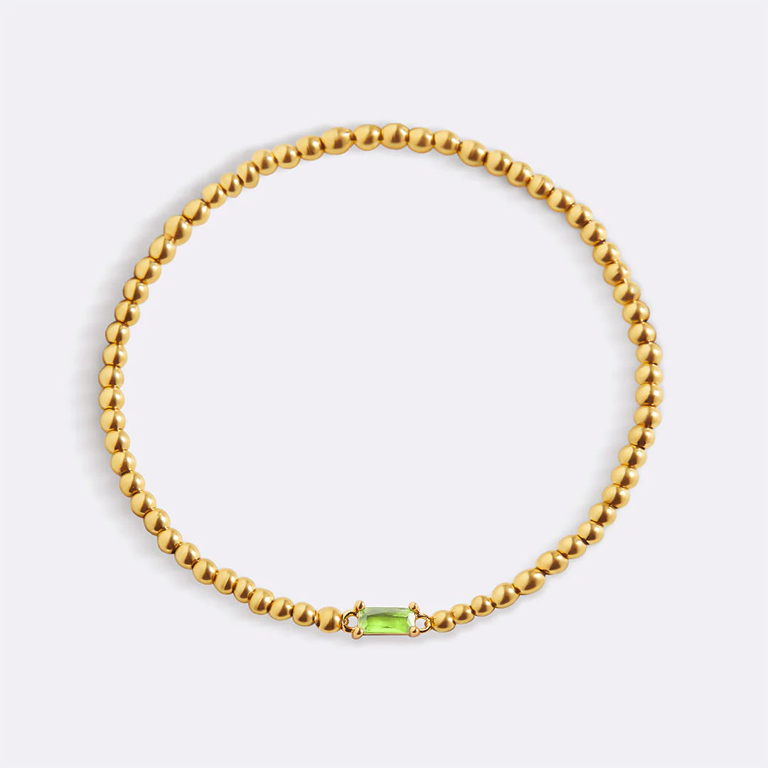 Pulsera Piedra Natal Acero Baño Oro