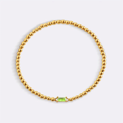 Pulsera Piedra Natal Acero Baño Oro