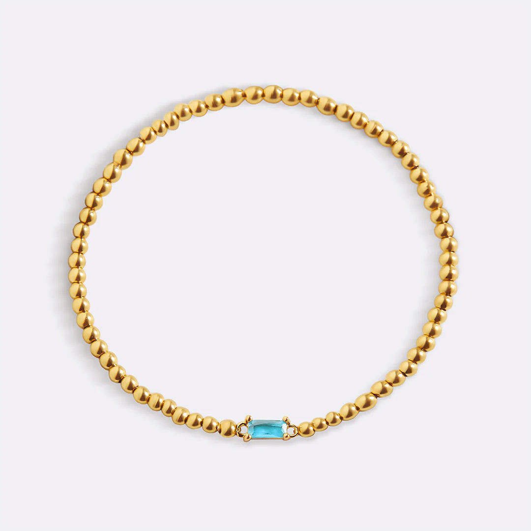 Pulsera Piedra Natal Acero Baño Oro