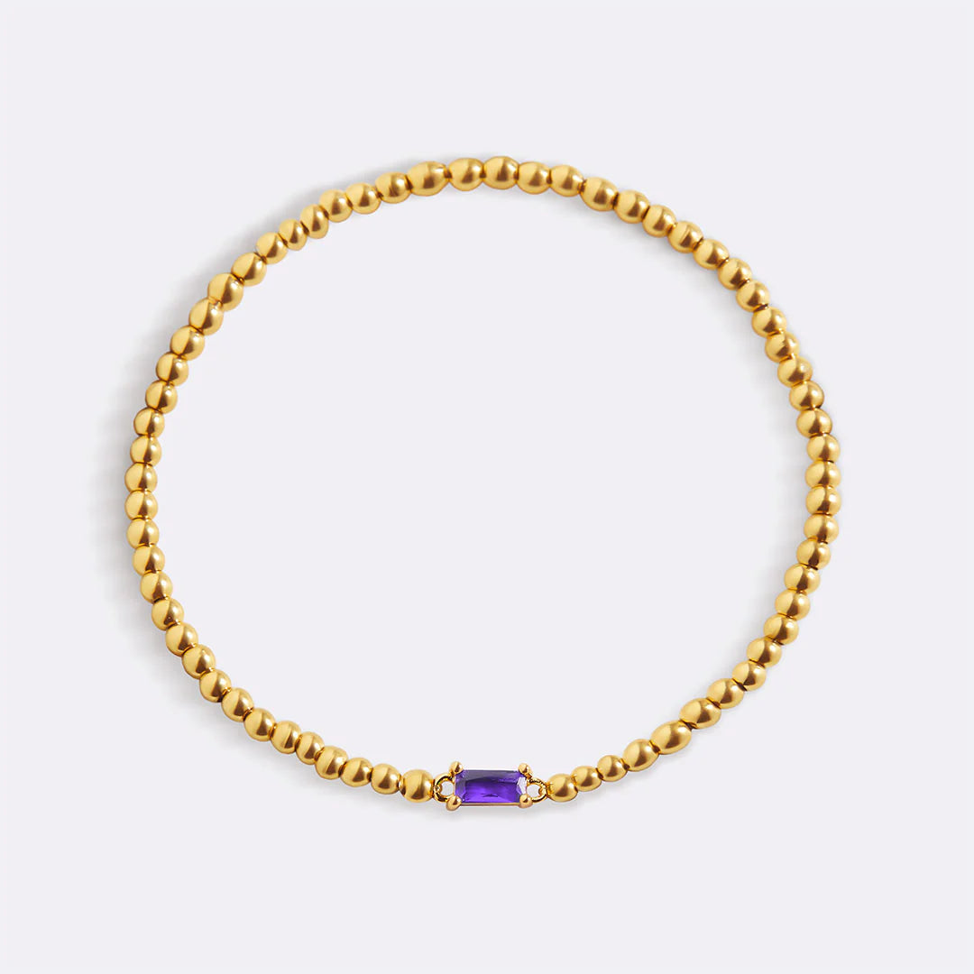 Pulsera Piedra Natal Acero Baño Oro