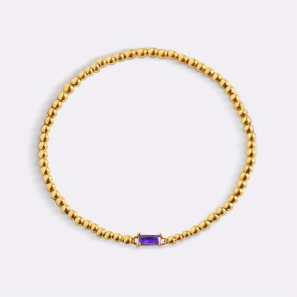 Pulsera Piedra Natal Acero Baño Oro