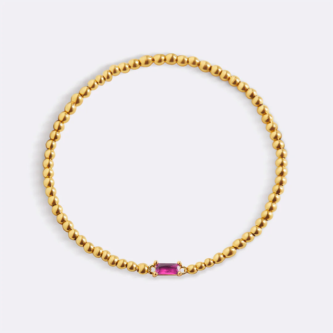 Pulsera Piedra Natal Acero Baño Oro