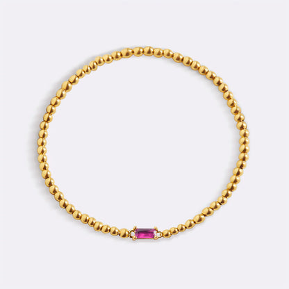 Pulsera Piedra Natal Acero Baño Oro