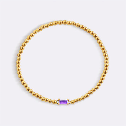 Pulsera Piedra Natal Acero Baño Oro