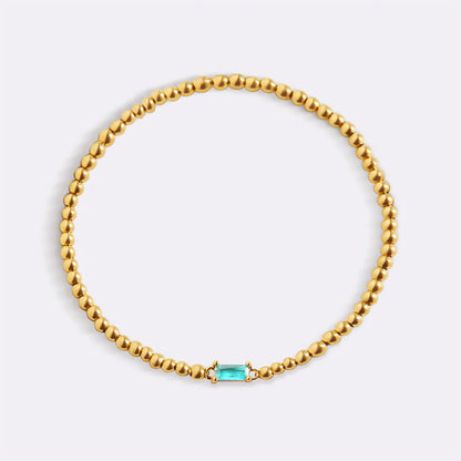 Pulsera Piedra Natal Acero Baño Oro