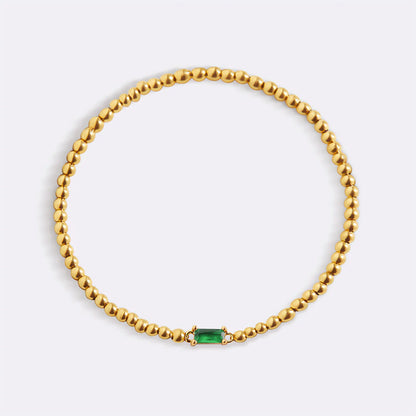 Pulsera Piedra Natal Acero Baño Oro