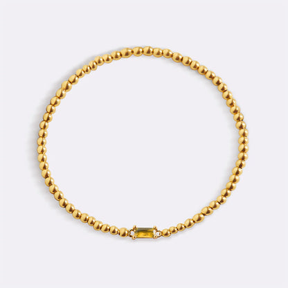 Pulsera Piedra Natal Acero Baño Oro