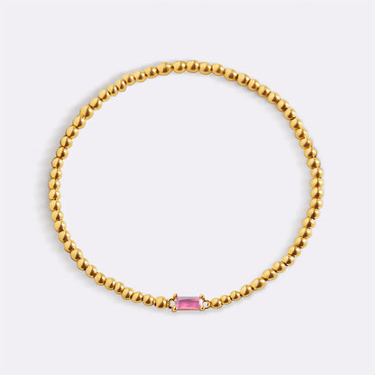 Pulsera Piedra Natal Acero Baño Oro