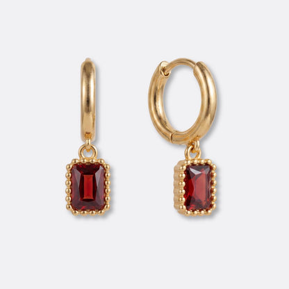 Pendientes Rubi Acero Baño Oro