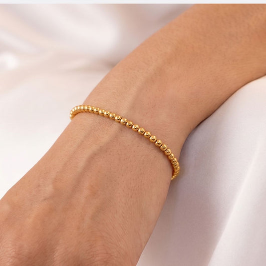 Pulsera Esfera 2mm Acero Baño Oro
