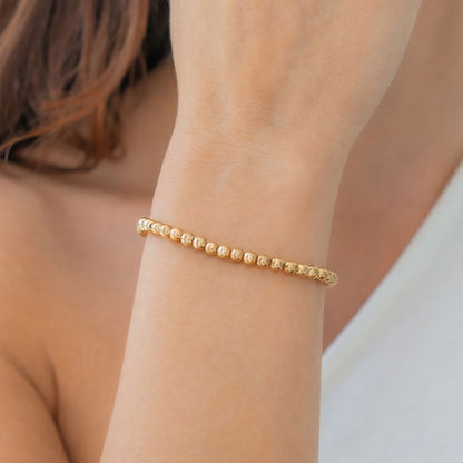 Pulsera Esfera 3mm Acero Baño Oro
