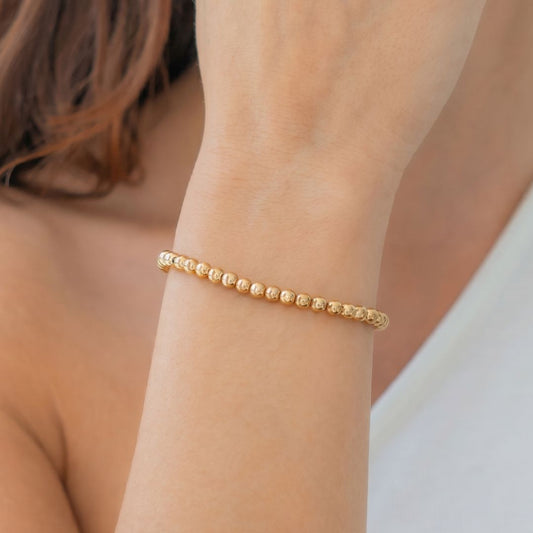 Pulsera Esfera 3mm Acero Baño Oro
