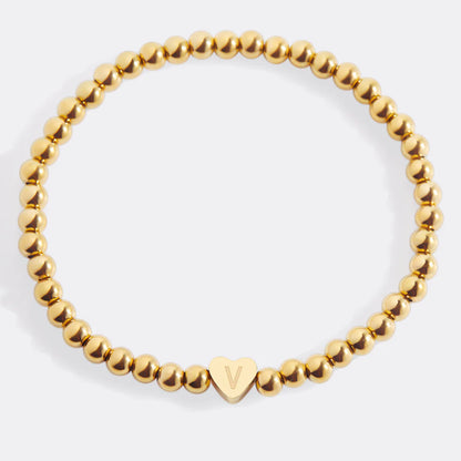 Pulsera Inicial Corazón Acero Baño Oro