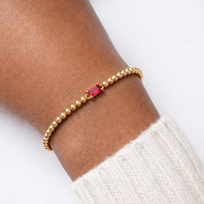 Pulsera Piedra Natal Acero Baño Oro