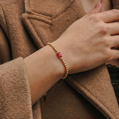Pulsera Piedra Natal Acero Baño Oro