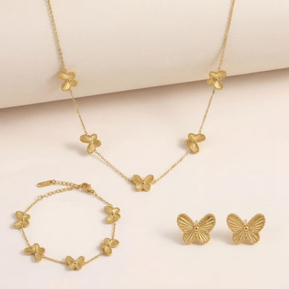 Pack Mariposa Acero Baño Oro